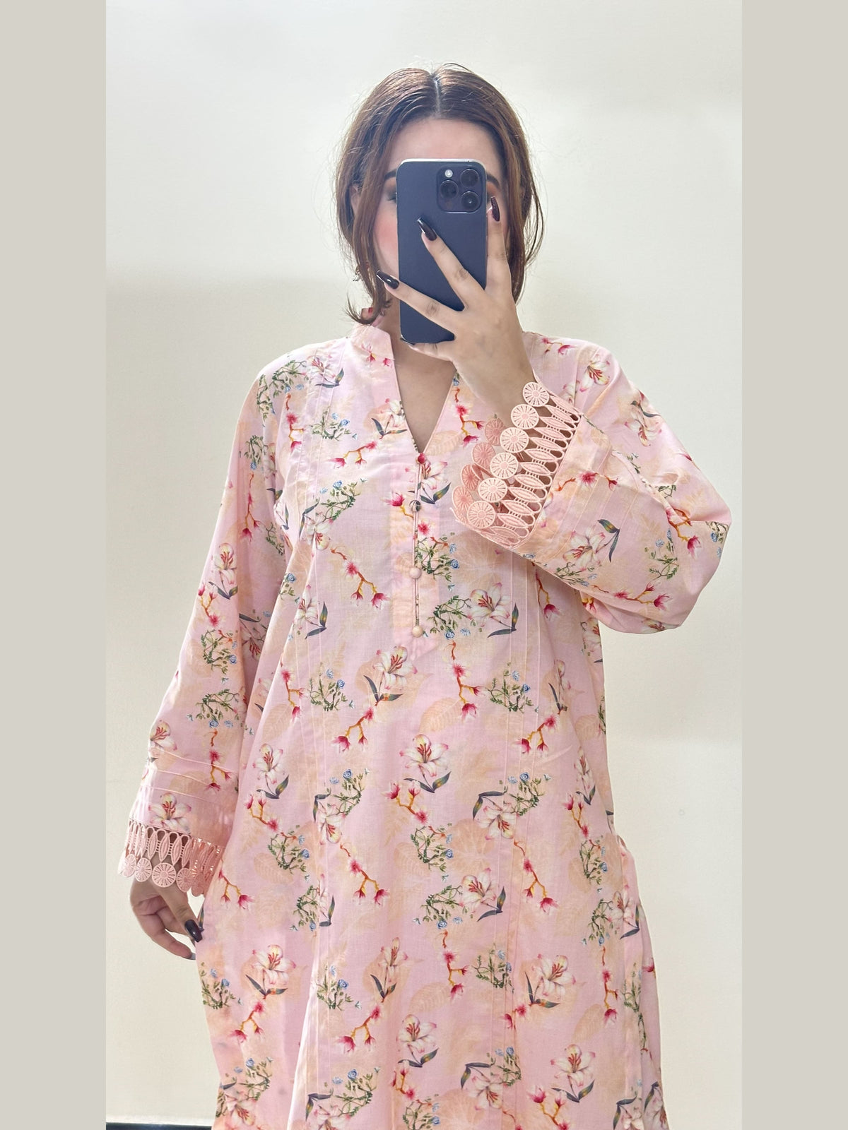 Pink Floral 2PC Stitched Lawn Suit