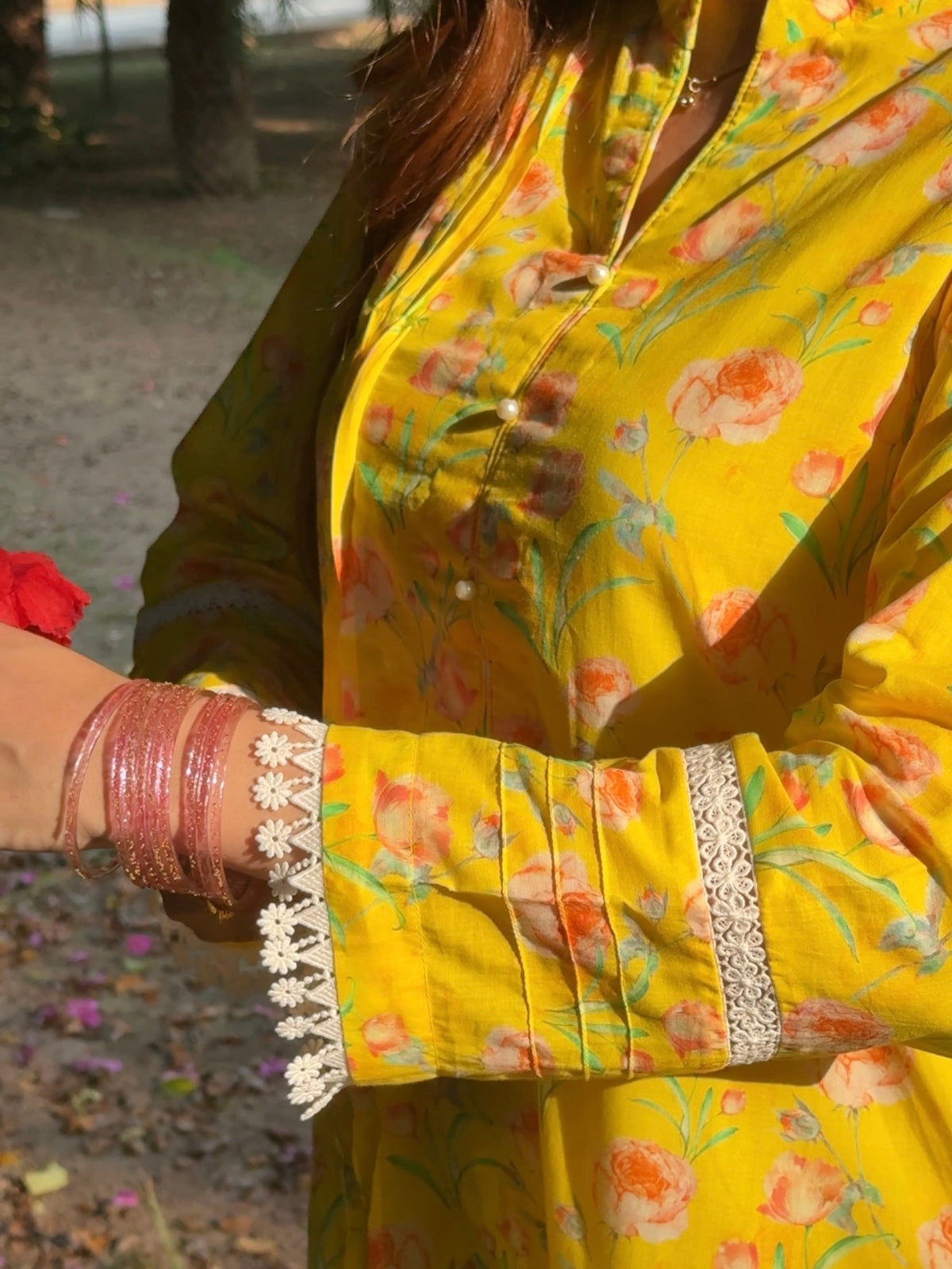 Yellow Floral 2PC Stitched Lawn Suit