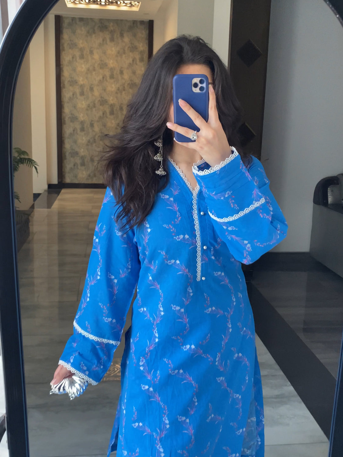 Blue Floral 2PC Stitched Lawn Suit