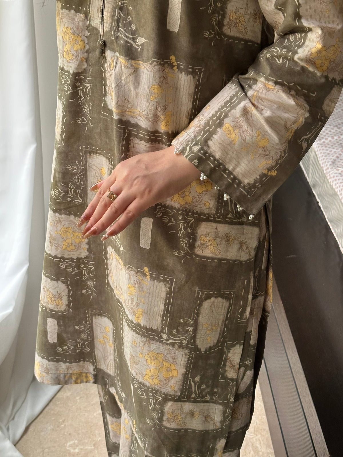 Olive Muse 2PC Stitched Lawn Suit