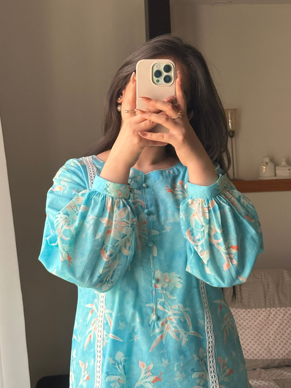 Aqua Bloom 2PC Stitched Lawn Suit