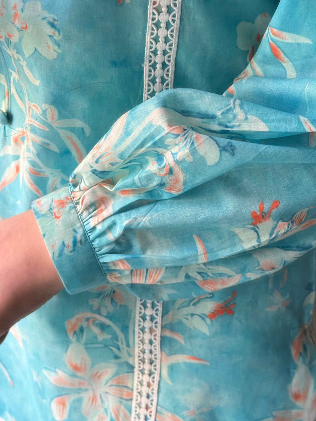 Aqua Bloom 2PC Stitched Lawn Suit
