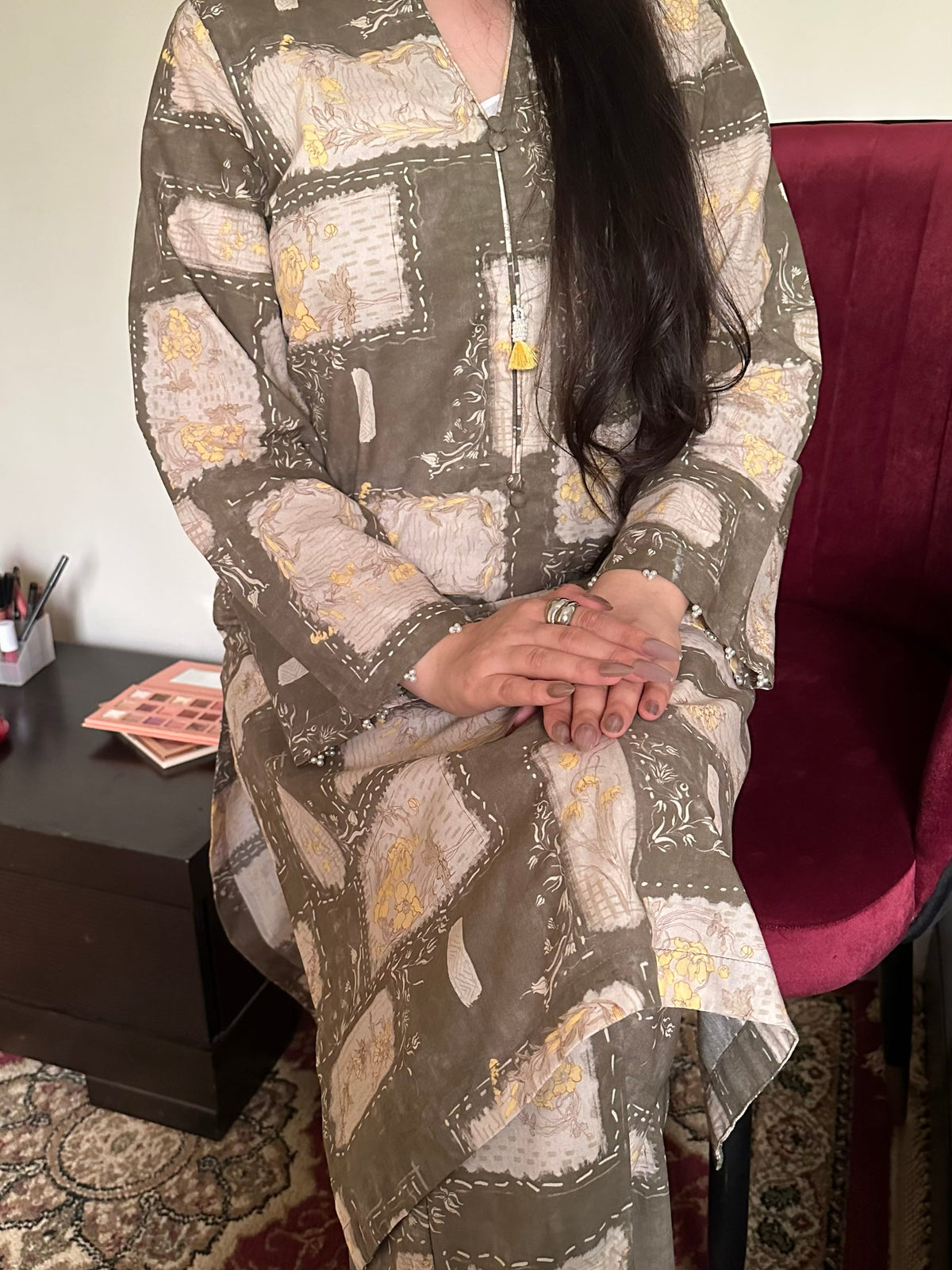 Olive Muse 2PC Stitched Lawn Suit