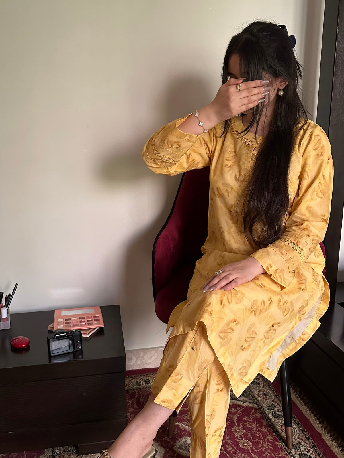 Golden Petal 2PC Stitched Lawn Suit