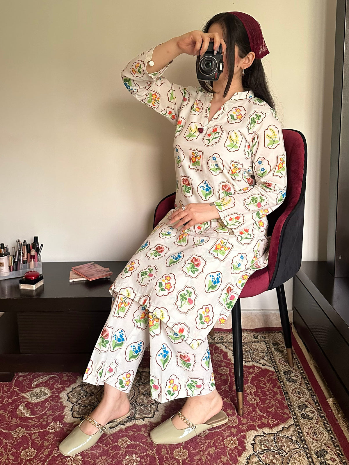Floral Tiles 2PC Stitched Lawn Suit