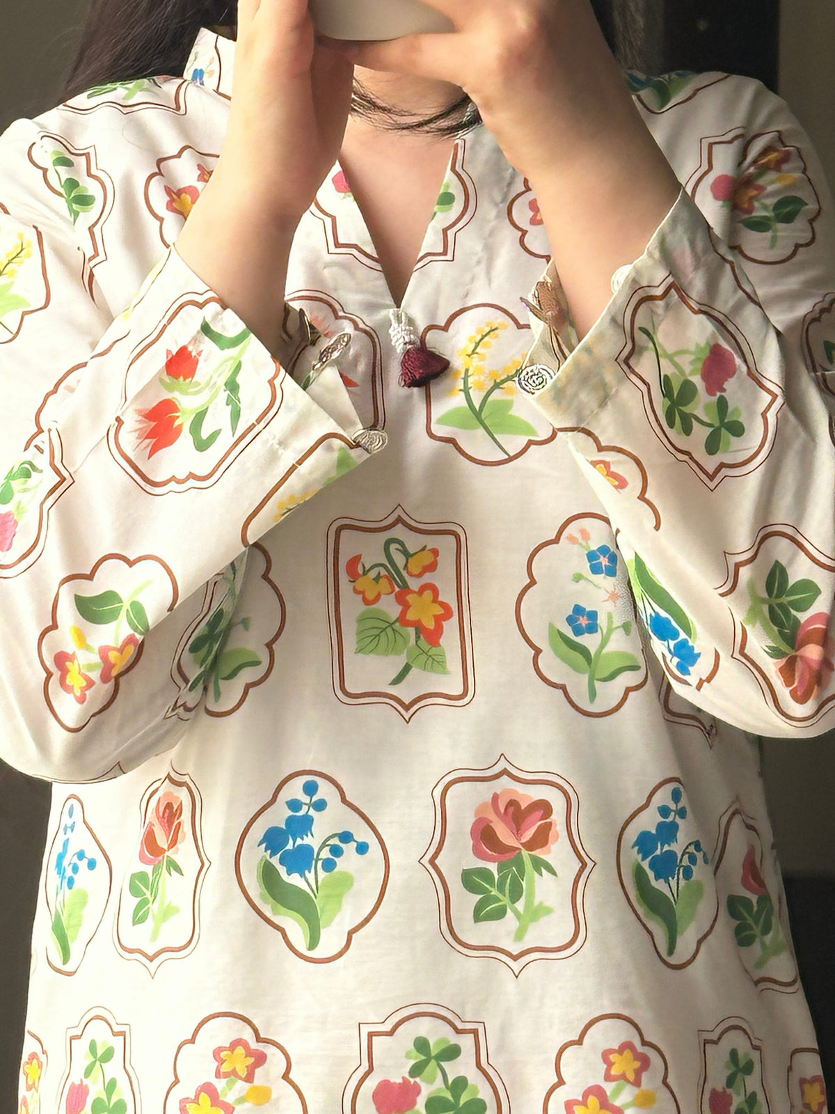 Floral Tiles 2PC Stitched Lawn Suit