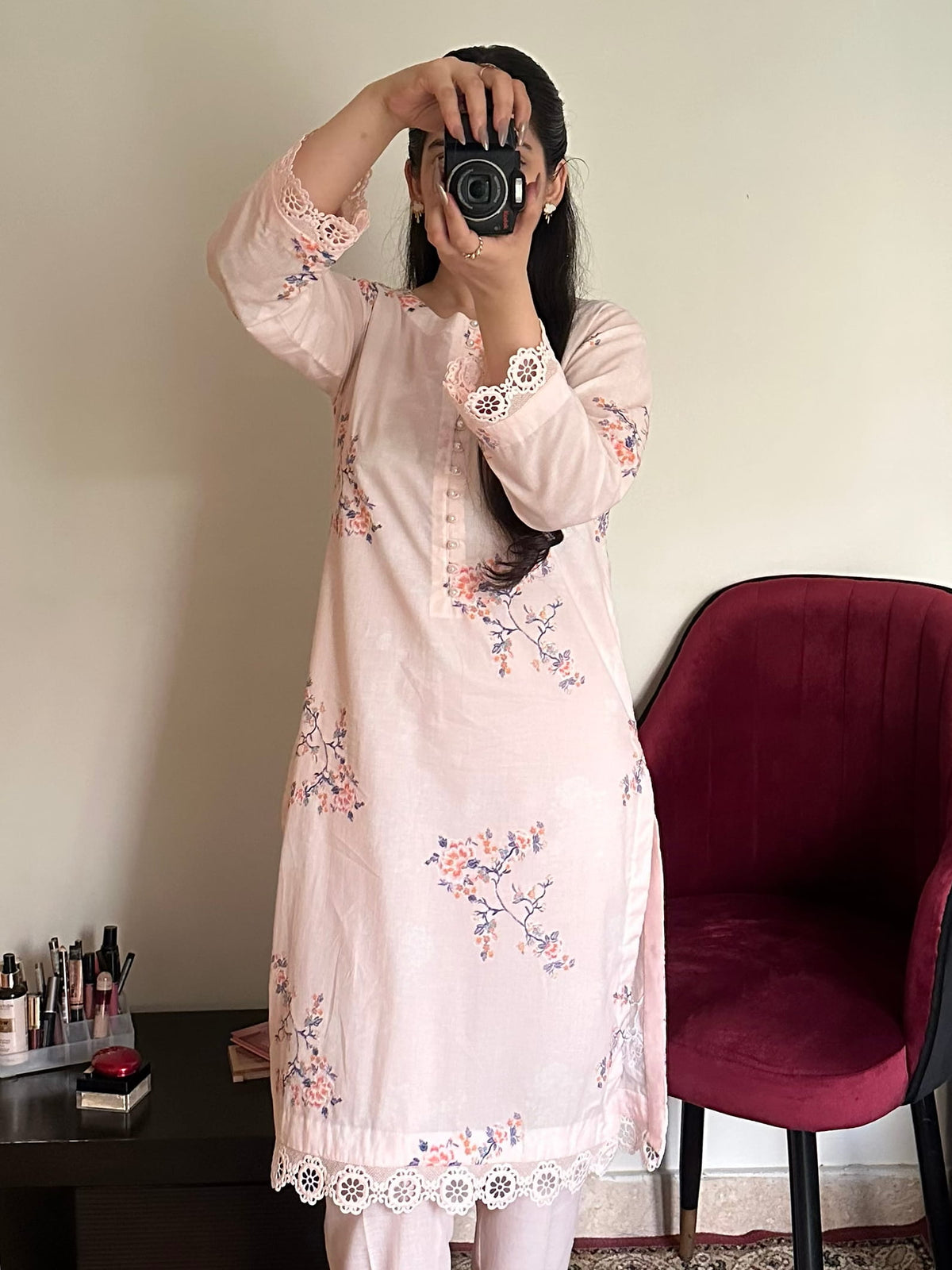 Peach Blossom 2PC Embroidered Stitched Lawn Suit