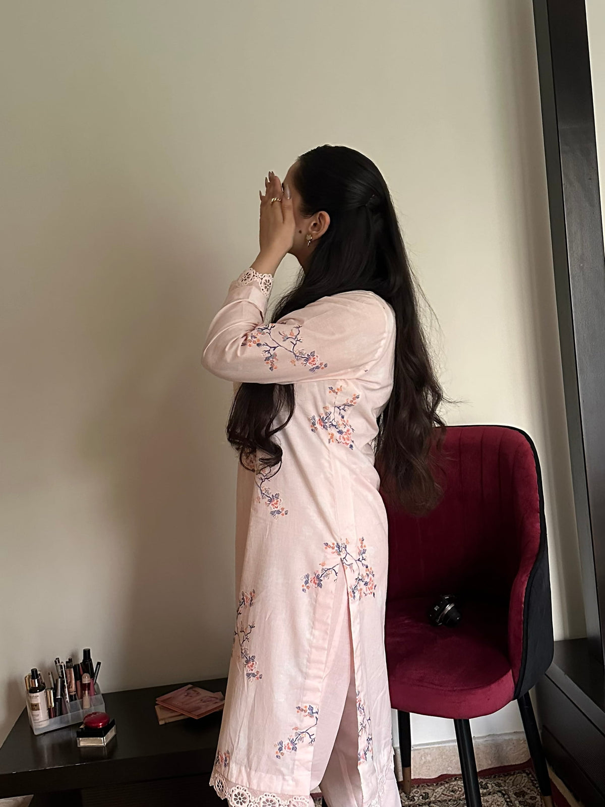 Peach Blossom 2PC Embroidered Stitched Lawn Suit