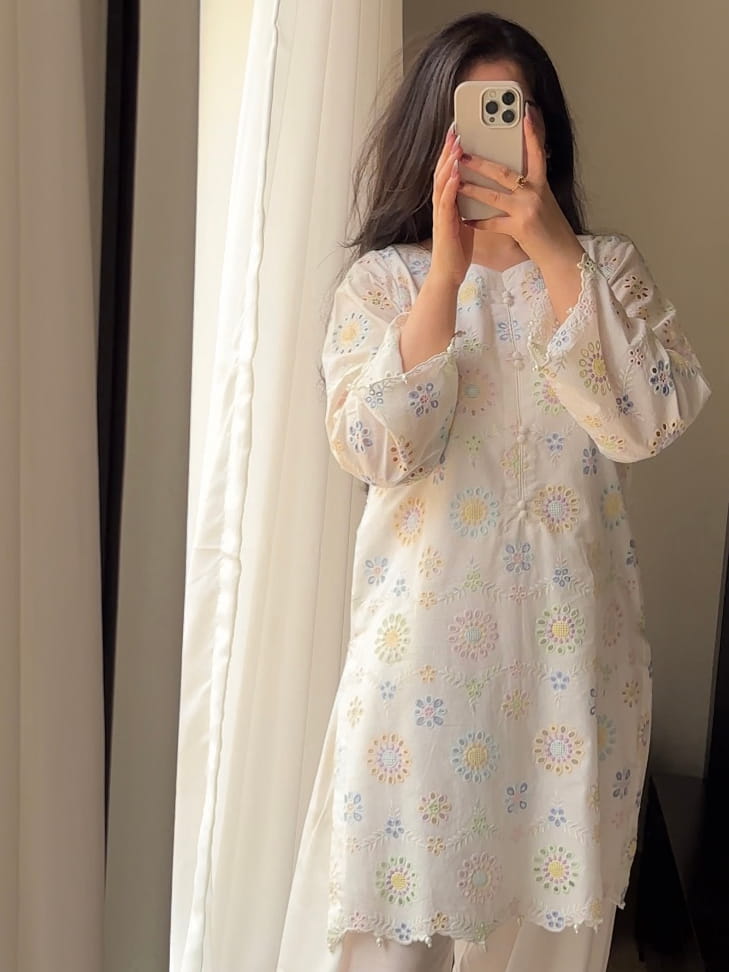 Pastel Daisy 2PC Embroidered Stitched Lawn Suit