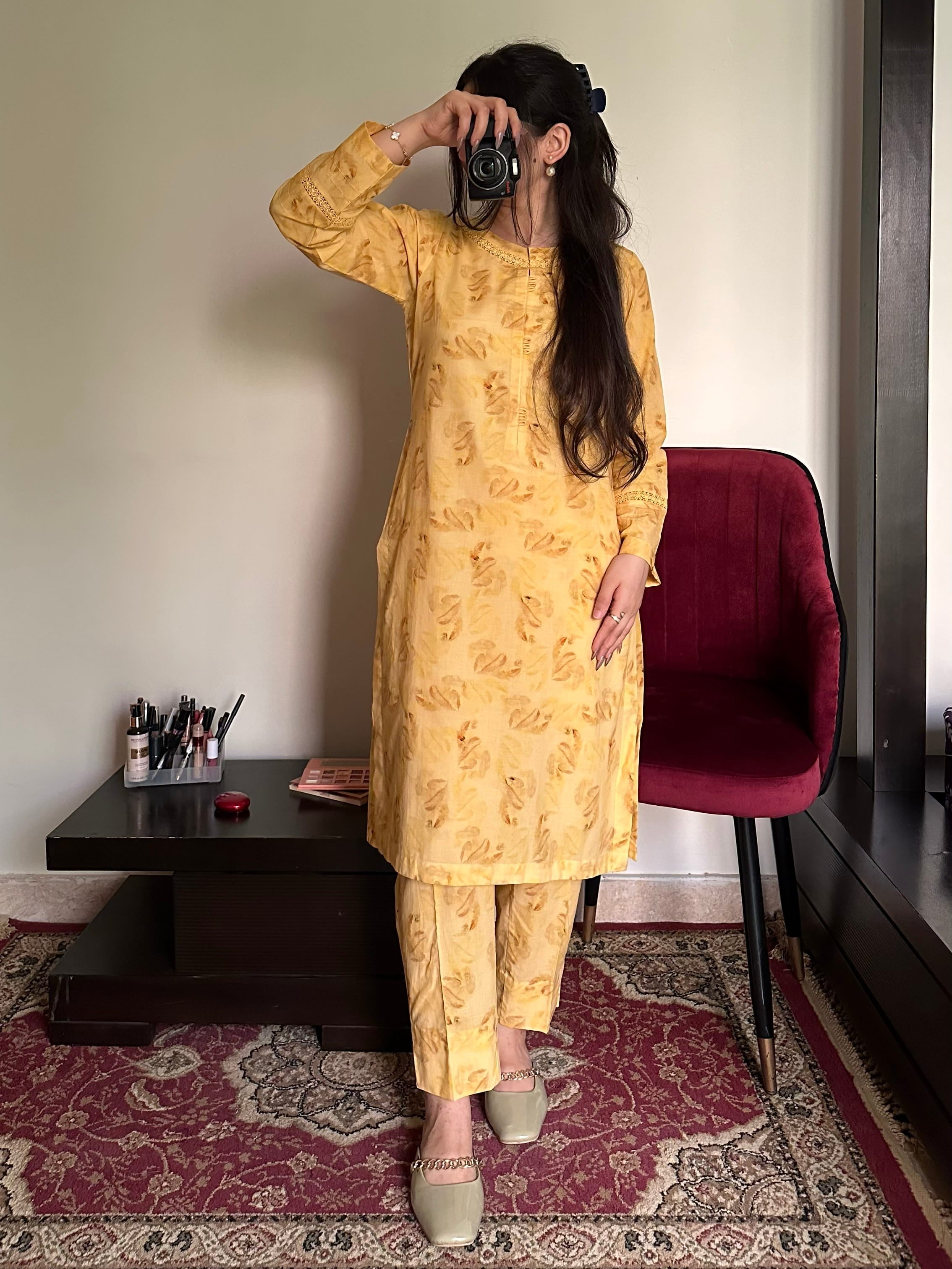 Golden Petal 2PC Stitched Lawn Suit