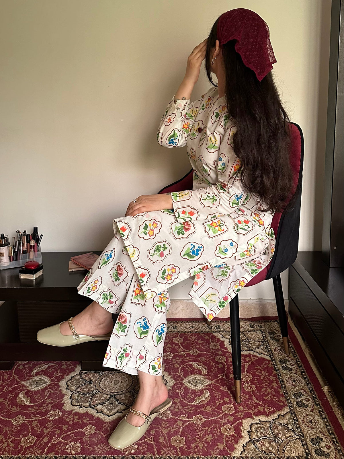 Floral Tiles 2PC Stitched Lawn Suit