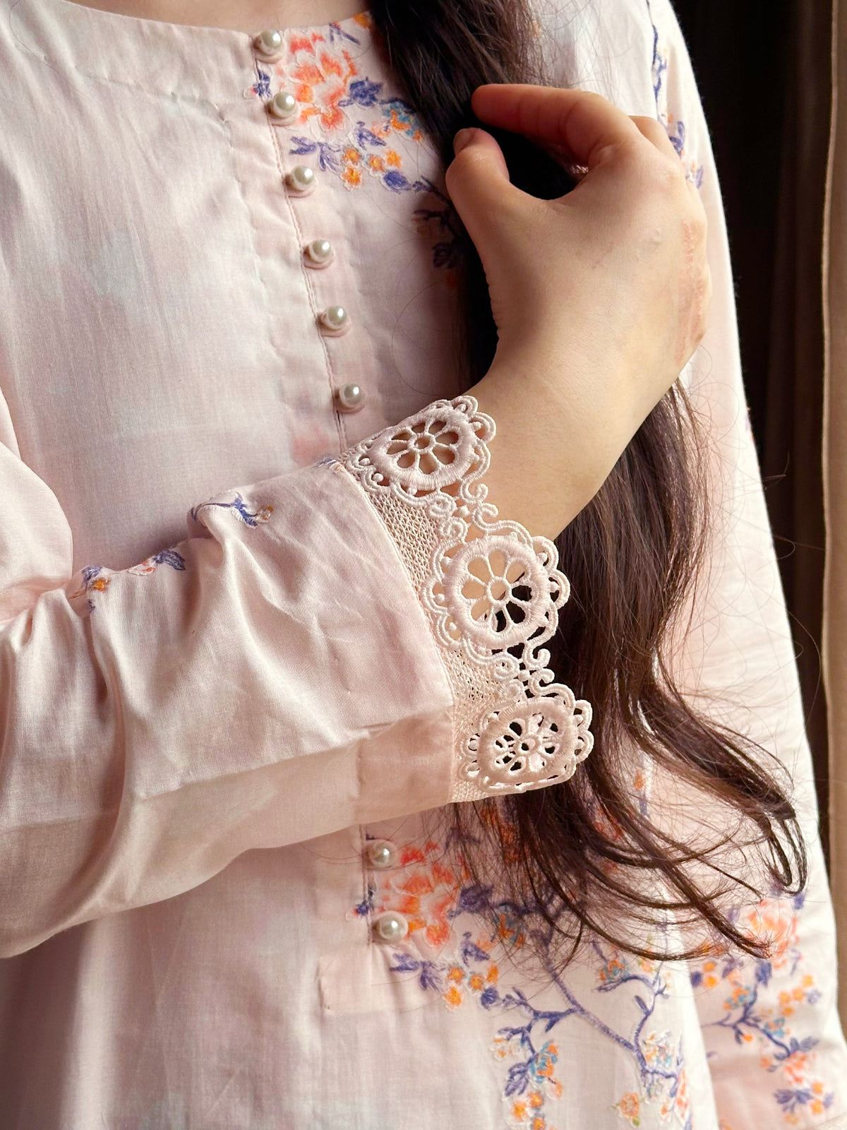 Peach Blossom 2PC Embroidered Stitched Lawn Suit